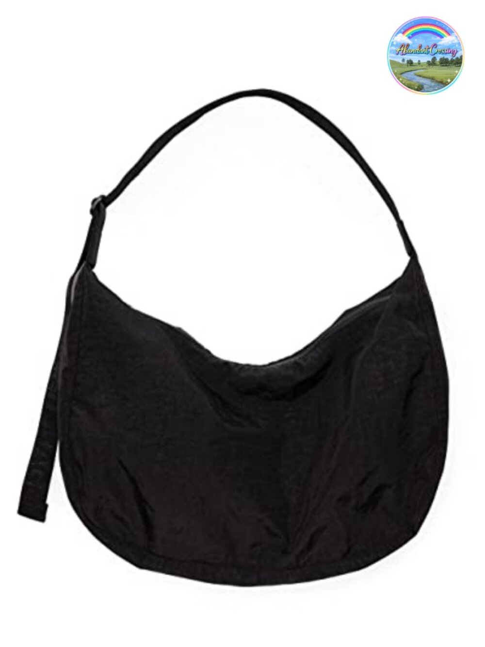 Large Recycled Nylon Crescent Crossbody Bag with Adjustable Strap